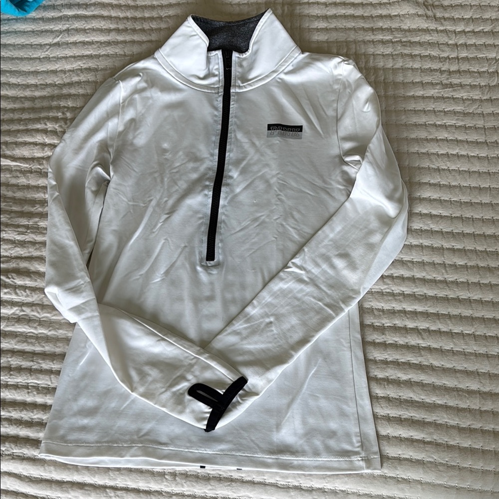 PINK Victoria's Secret Gray and White Zip Pullover